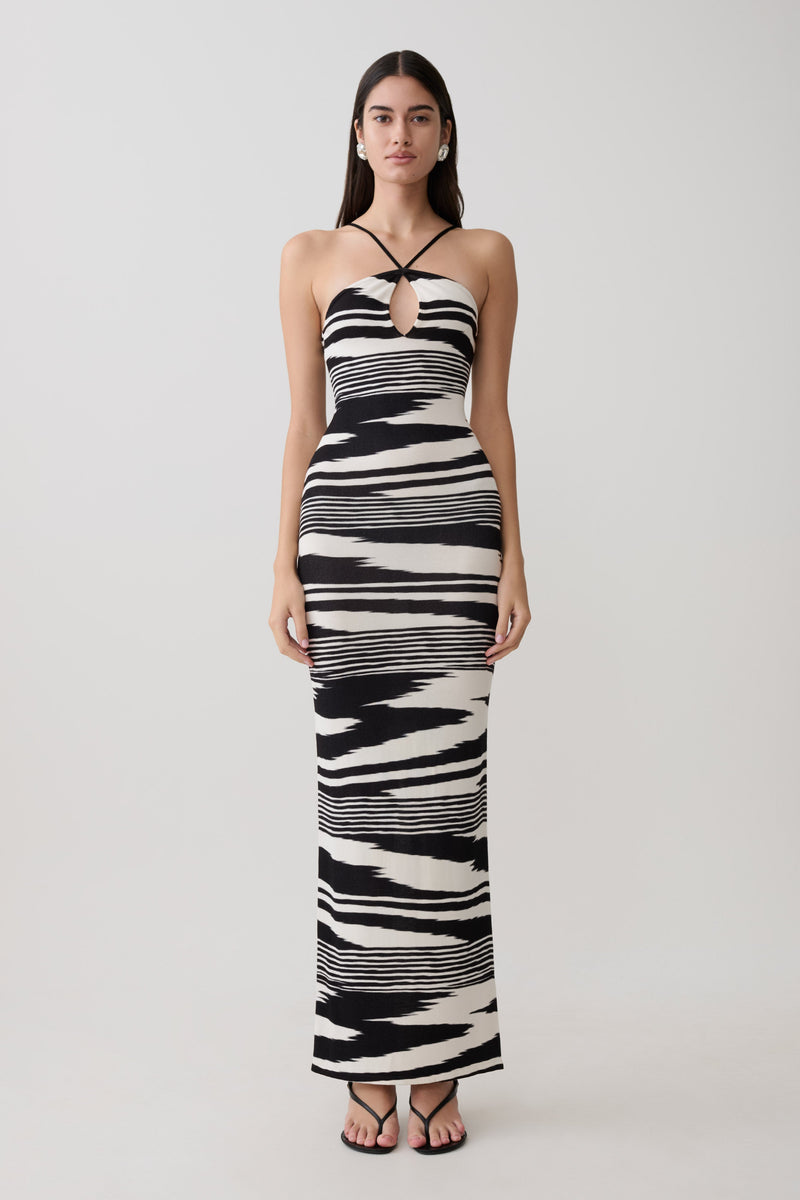 Vestido Maxi de Punto Cruzado Ashtin - Estampado Linear Shift