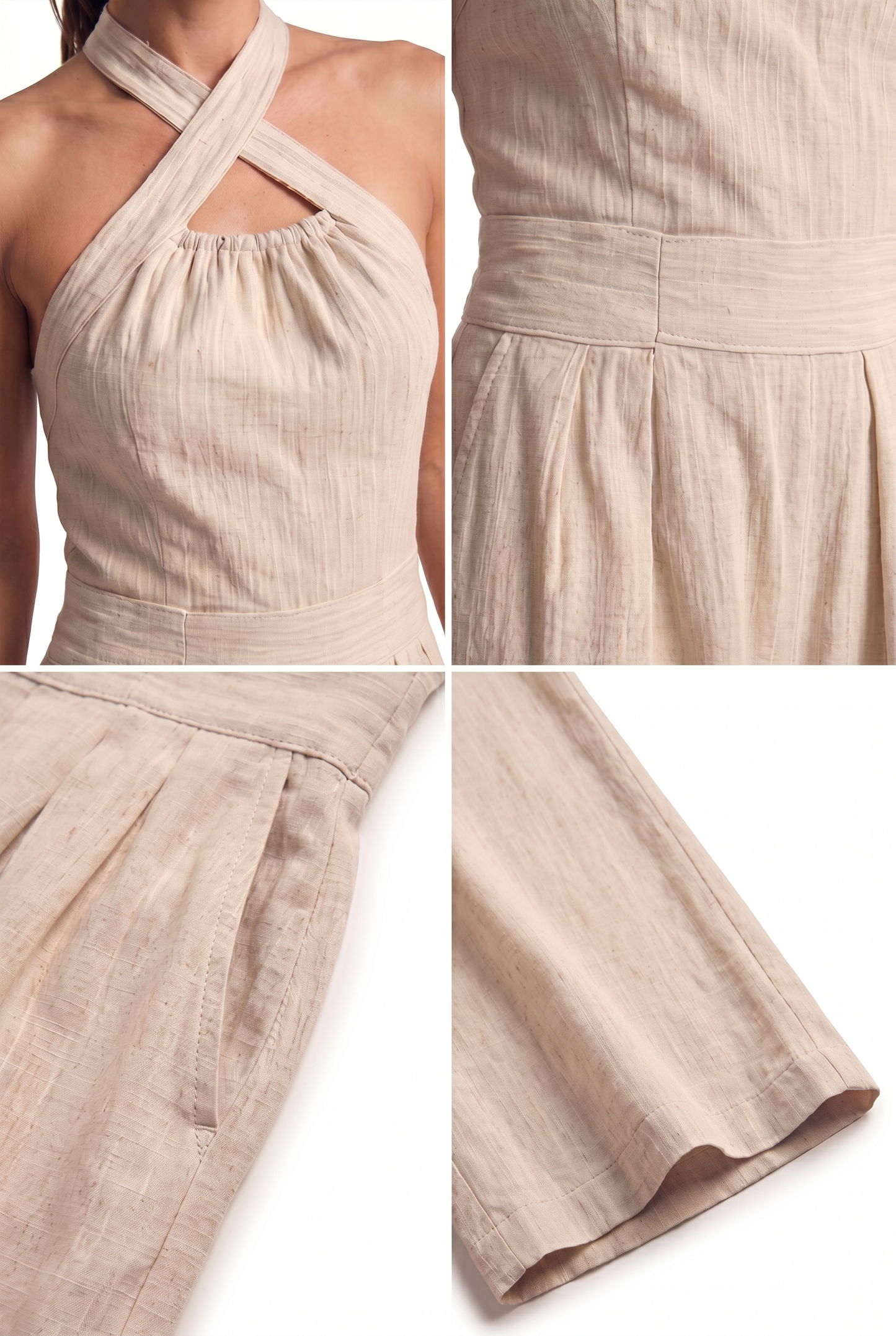 Bianca | Mono de lino y algodón con un elegante escote cruzado