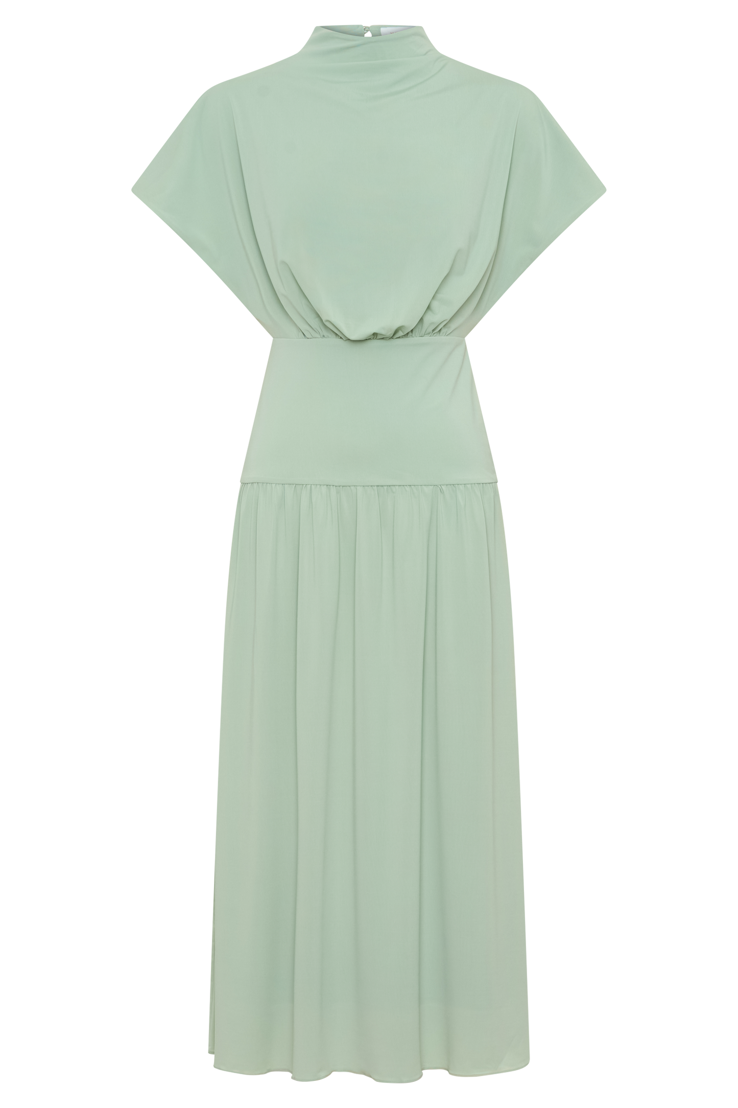 Vestido Midi Cuello Alto Cowl Ailla - Gris Aqua