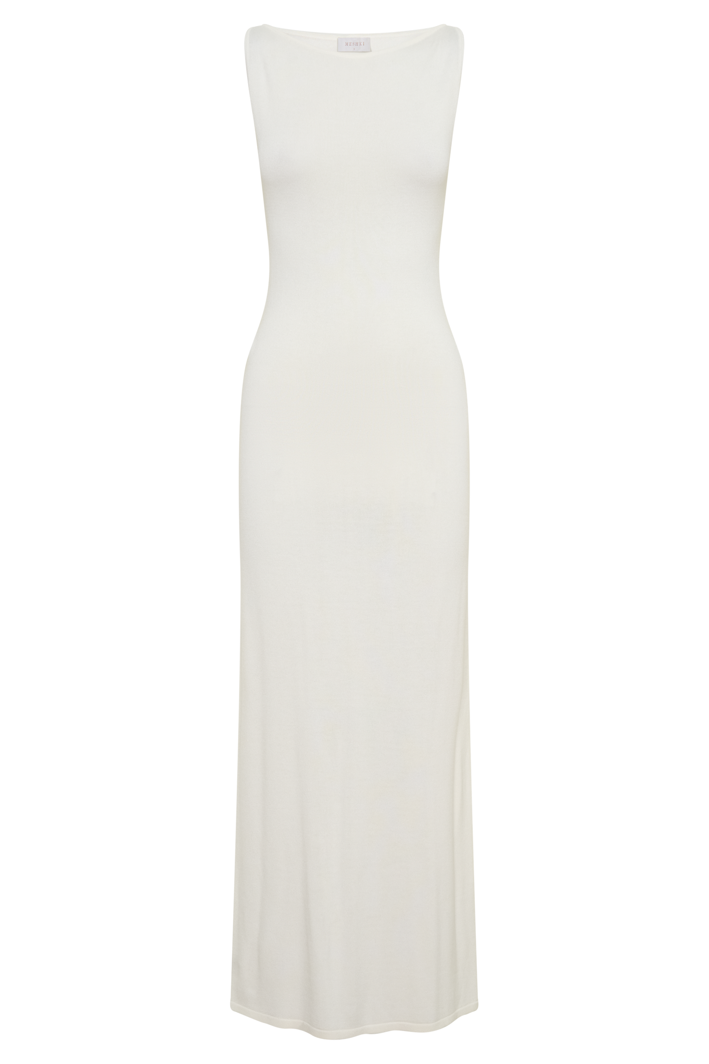 Vestido Midi Sin Mangas Cuello Barco Boston - Marfil