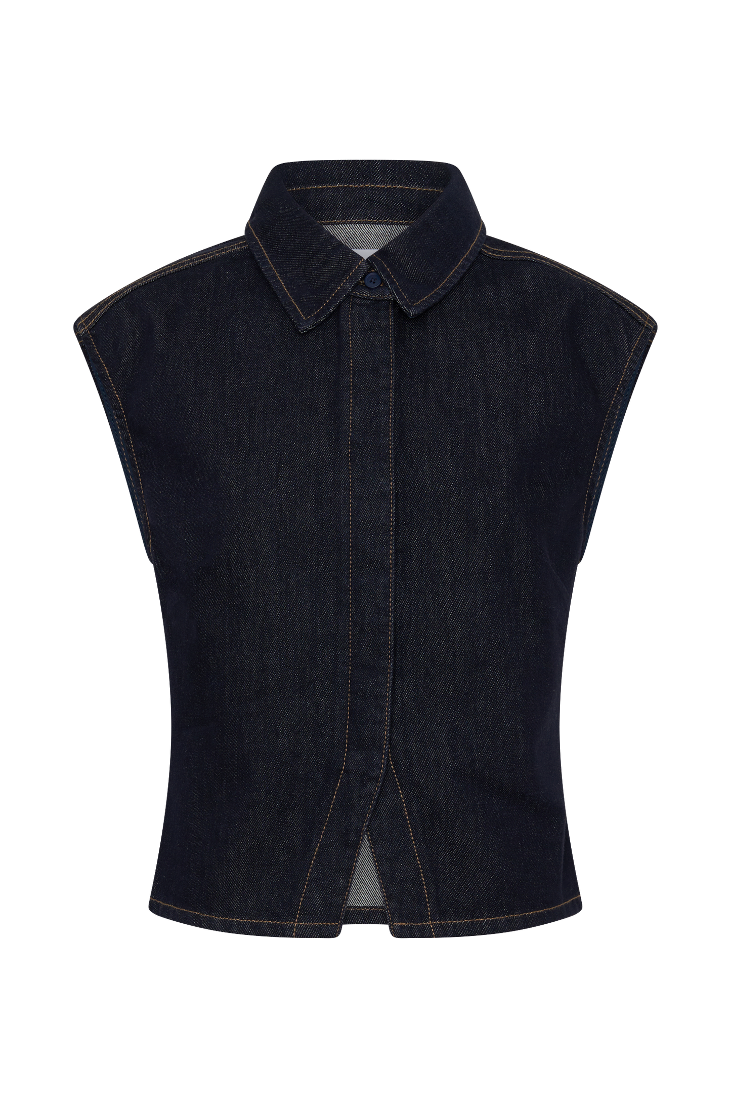 Top Largo de Denim con Cuello Jeremy - Índigo Azul Lavado