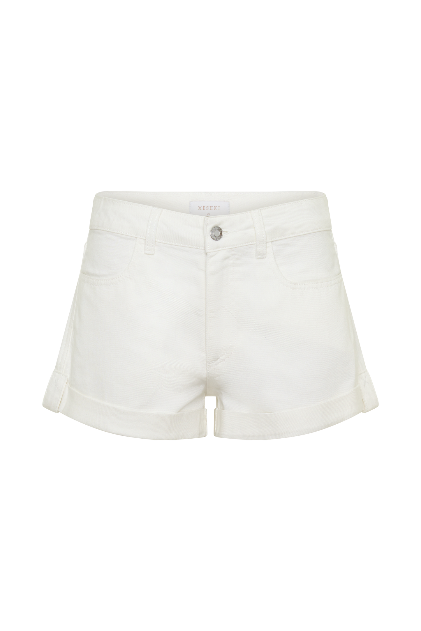 Shorts de Denim Dobladillo Enrollado Krissy - Blanco