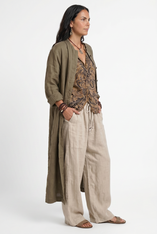 CONJUNTO DE LINO DE TRES PIEZAS PARA MUJERES