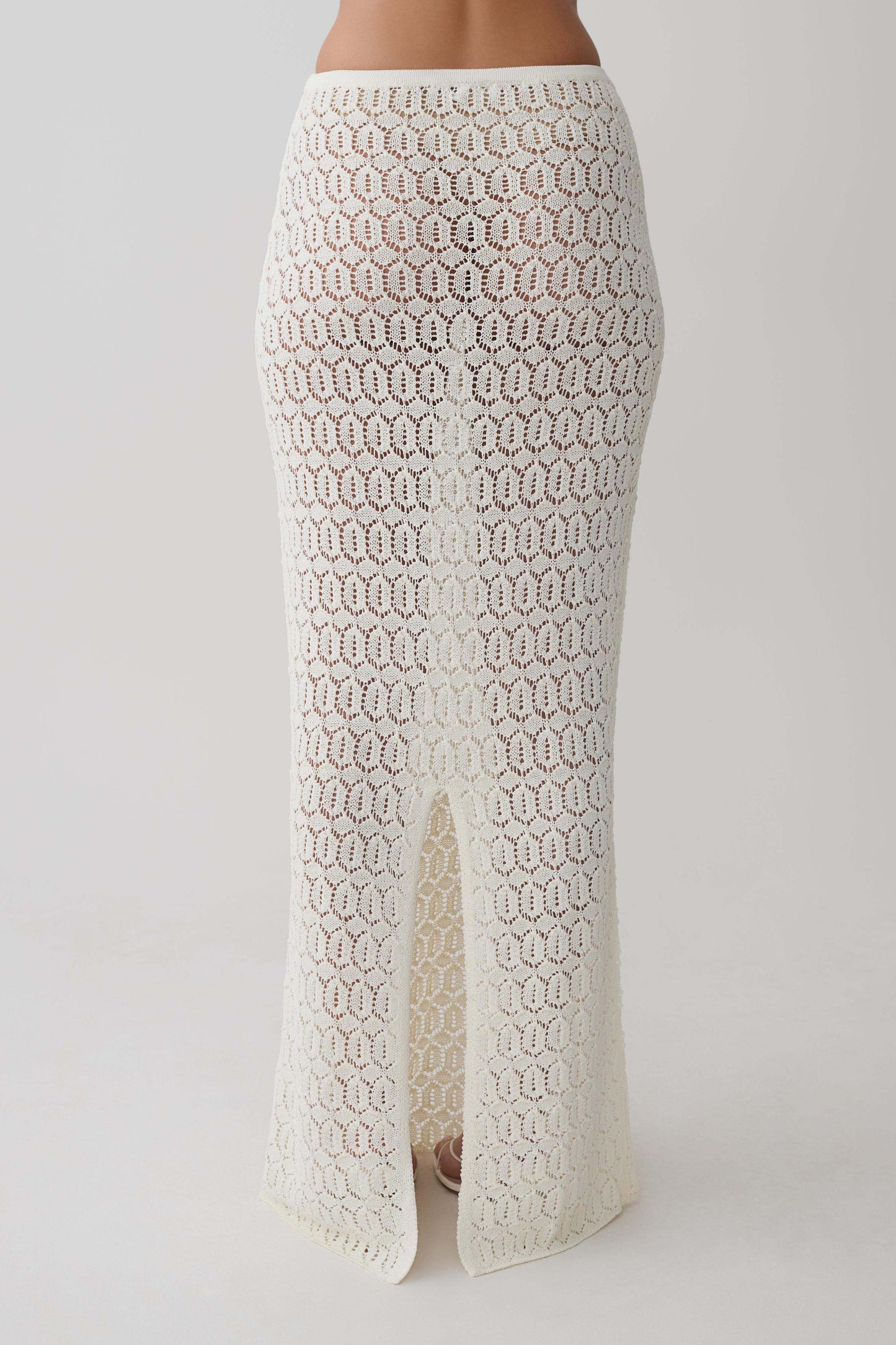 Falda Maxi de Crochet Tejida Courtney - Marfil
