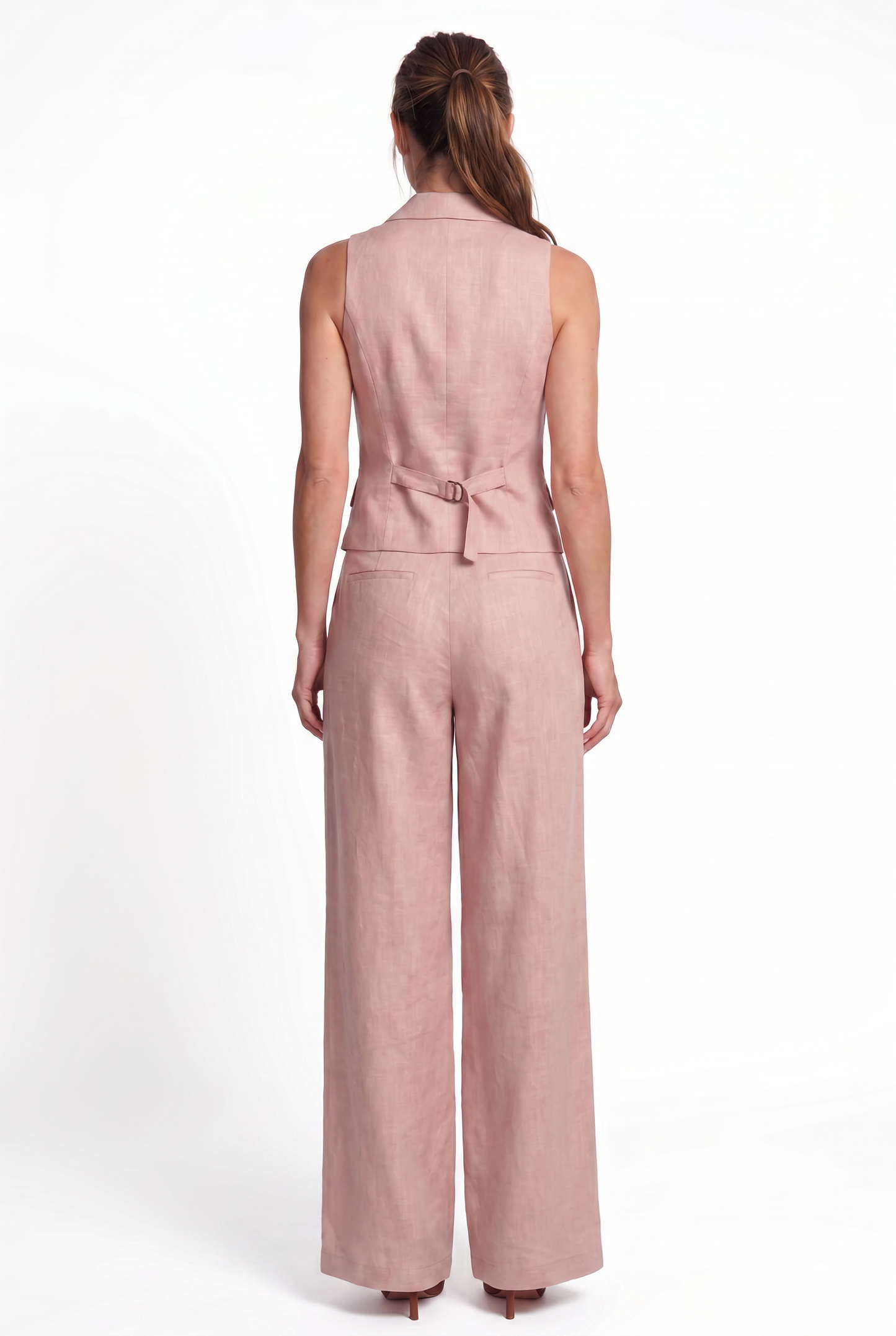 Conjunto de dos piezas para mujer con cuello en V y botones