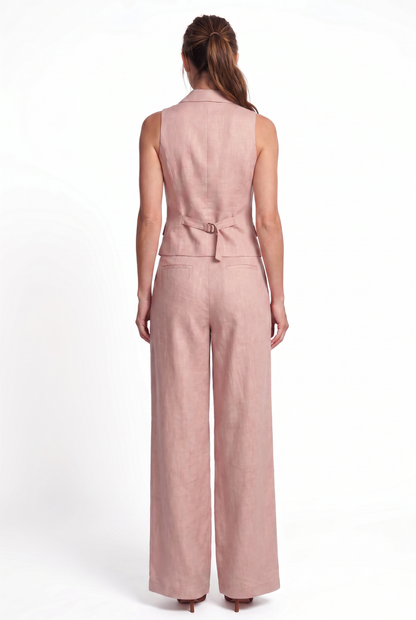 Conjunto de dos piezas para mujer con cuello en V y botones