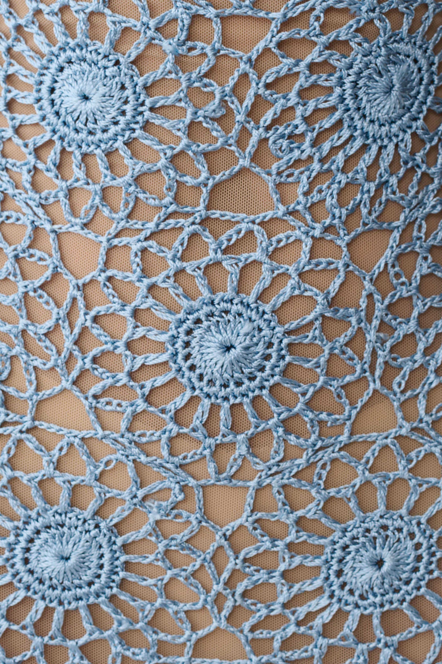 Vestido Maxi Halter de Crochet a Mano Sam - Azul Pervinca