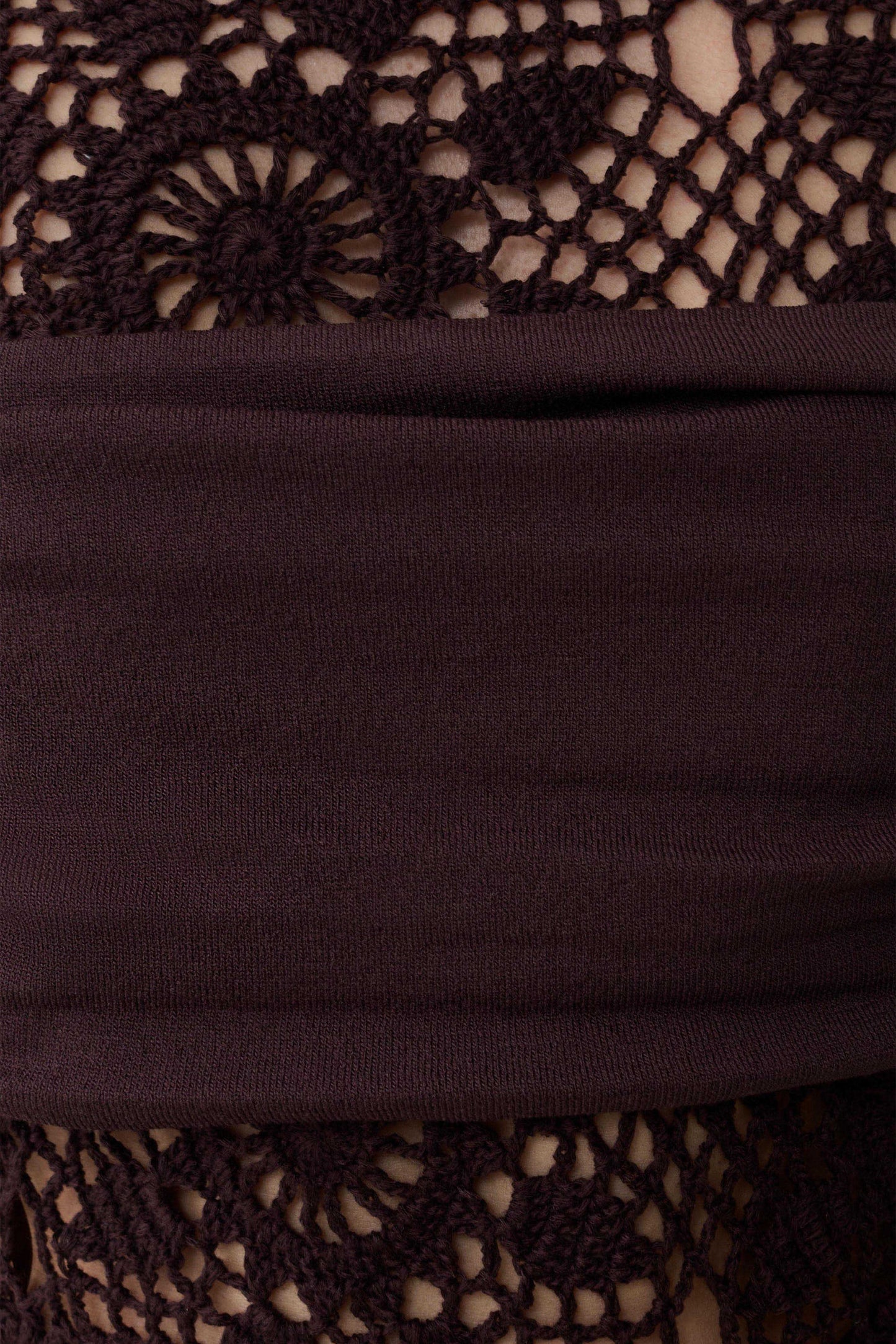 Vestido Maxi de Punto y Crochet Tessie - Chocolate Oscuro