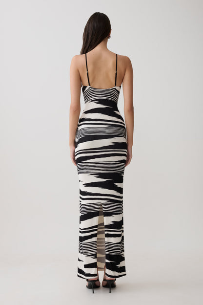 Vestido Maxi de Punto Cruzado Ashtin - Estampado Linear Shift