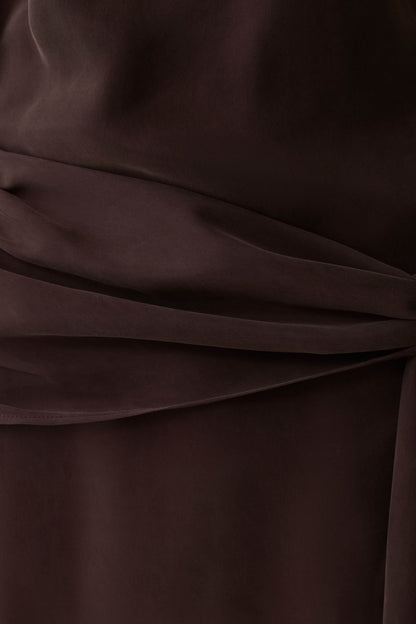 Vestido de Manga Corta con Lazo en la Cintura Felicity - Chocolate Oscuro