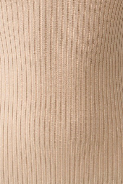 Vestido Midi de Punto Cuello y Manga Corta Nichelle - Natural