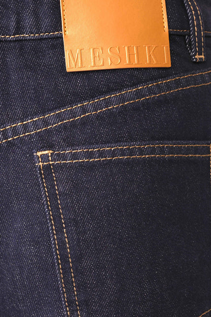 Shorts de Denim Dobladillo Enrollado Krissy - Índigo Azul Lavado