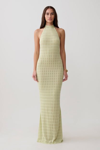 Vestido Maxi de Punto Halter Hayley - Verde Espuma