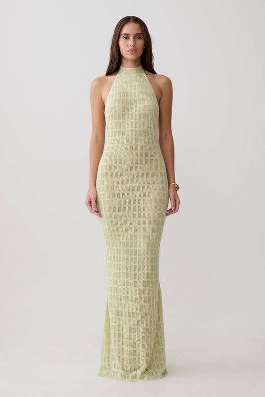 Vestido Maxi de Punto Halter Hayley - Verde Espuma