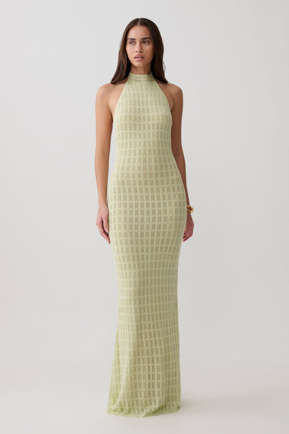 Vestido Maxi de Punto Halter Hayley - Verde Espuma