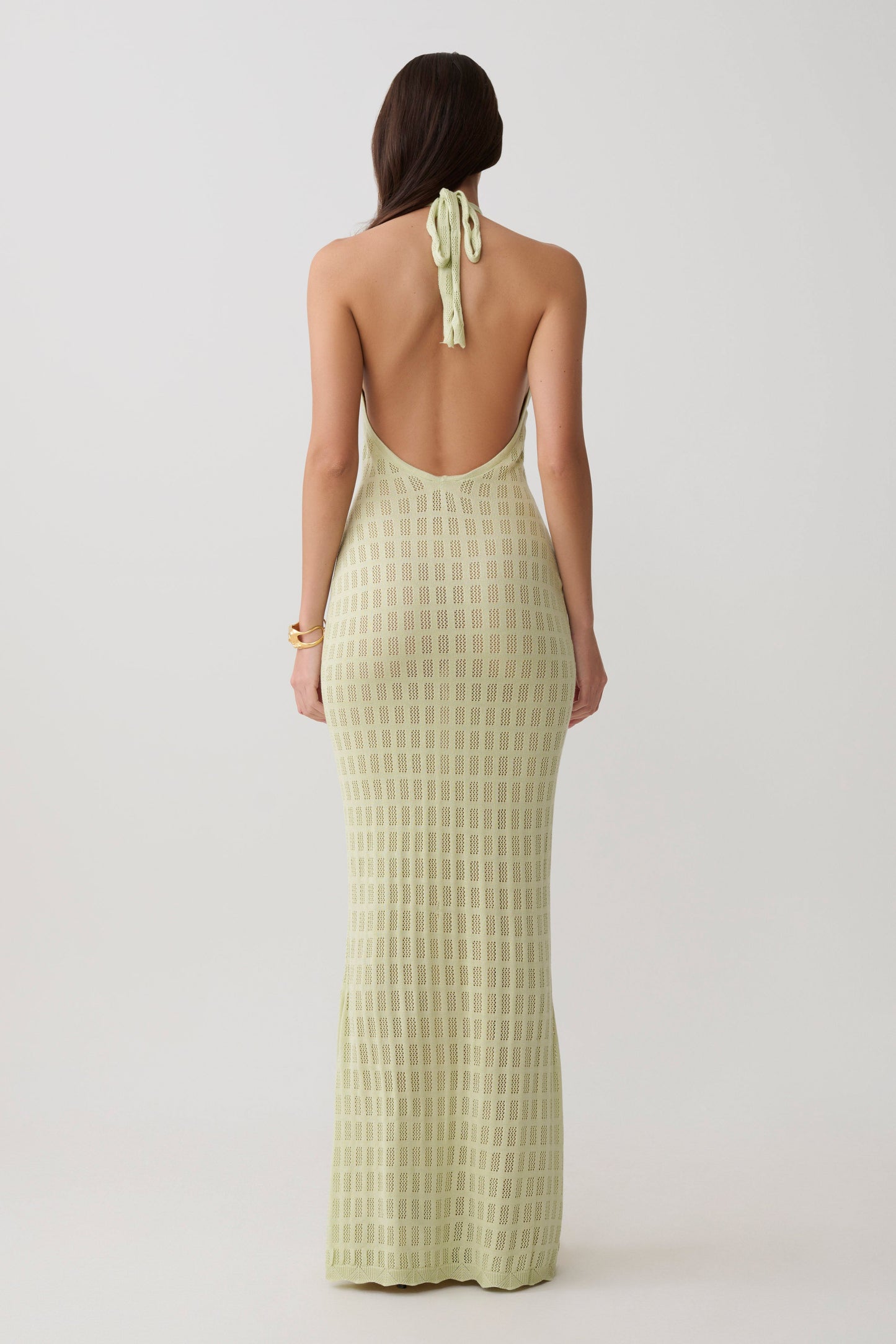 Vestido Maxi de Punto Halter Hayley - Verde Espuma