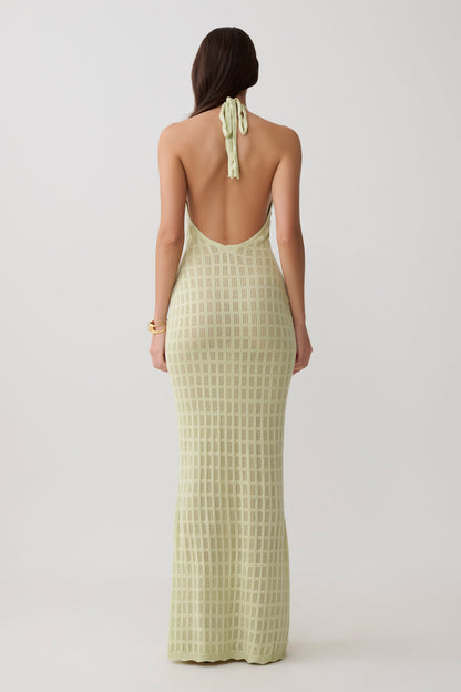 Vestido Maxi de Punto Halter Hayley - Verde Espuma