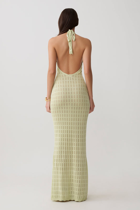 Vestido Maxi de Punto Halter Hayley - Verde Espuma