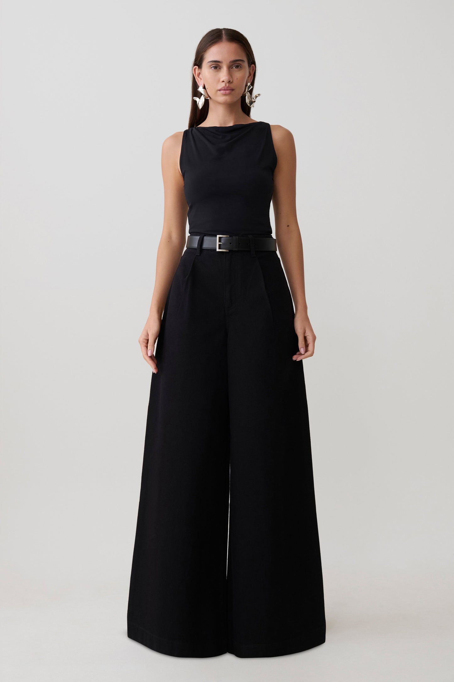 Jean Oversized con Pliegue Frontal Bobby - Negro