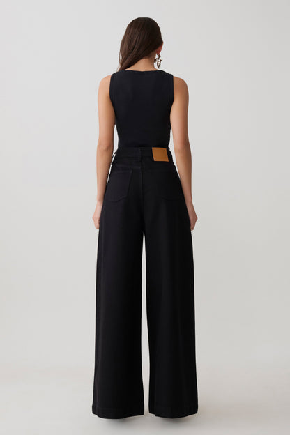 Jean Oversized con Pliegue Frontal Bobby - Negro