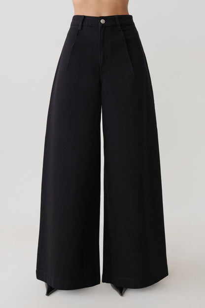 Jean Oversized con Pliegue Frontal Bobby - Negro