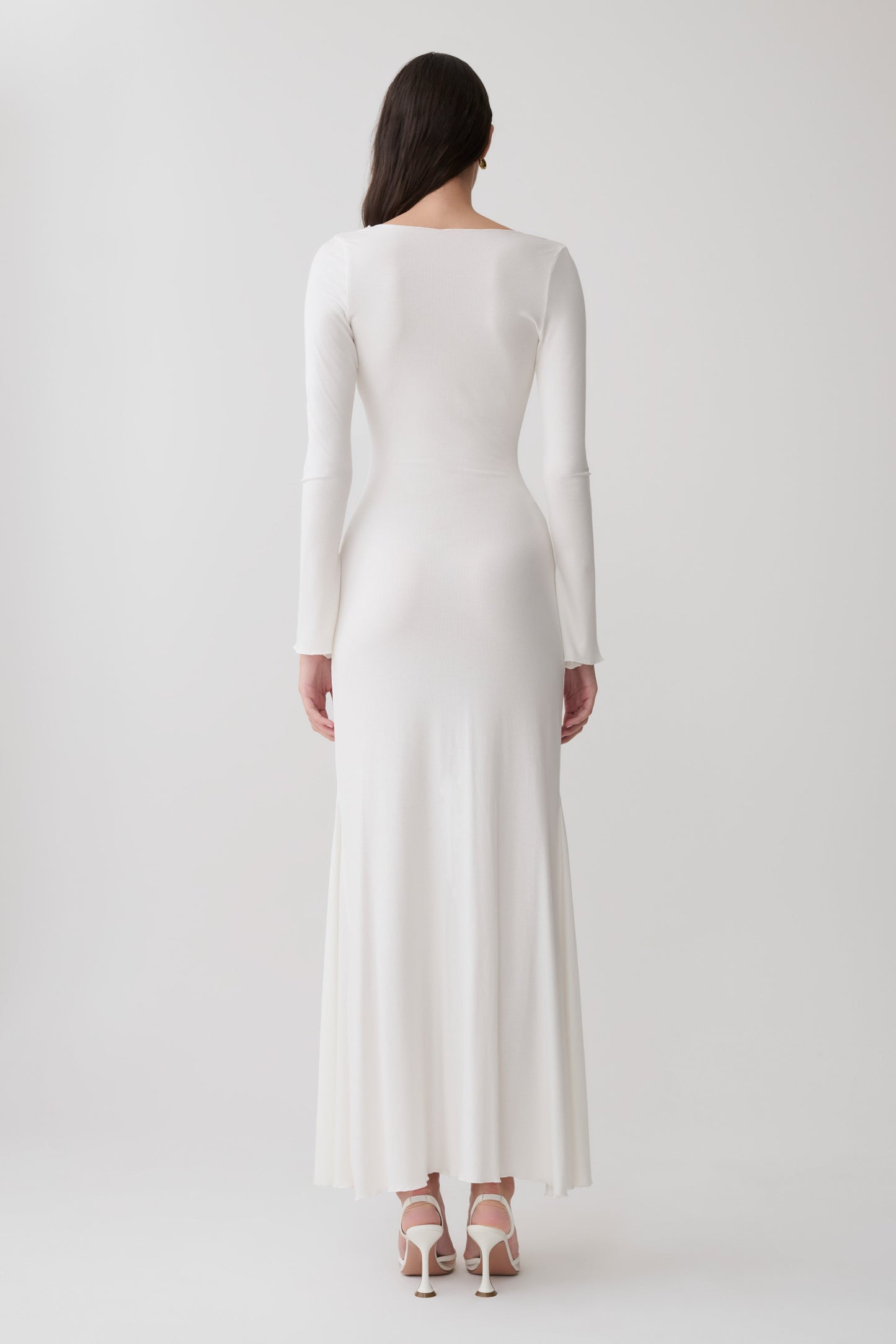 Vestido Maxi Manga Larga con Botones Tanya - Blanco