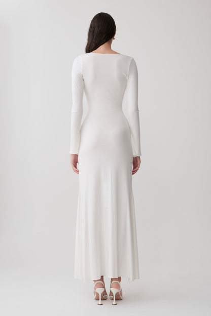 Vestido Maxi Manga Larga con Botones Tanya - Blanco