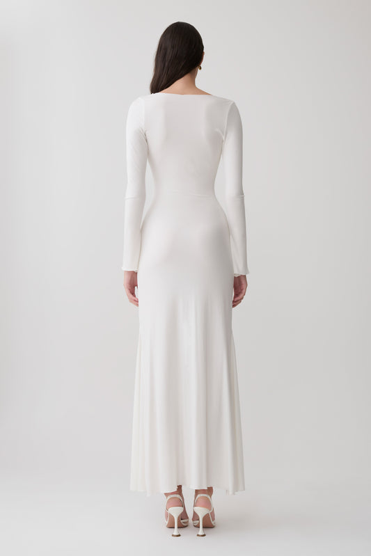 Vestido Maxi Manga Larga con Botones Tanya - Blanco