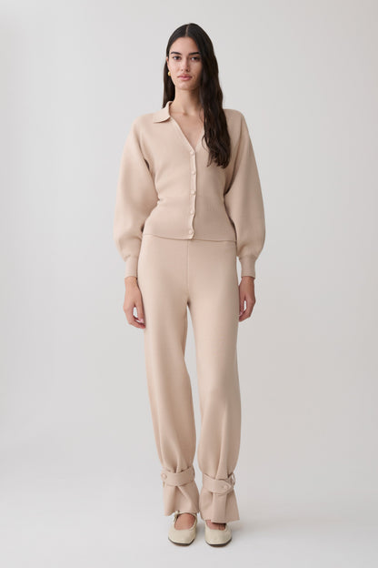 Cardigan de Punto Manga Blouson Blaine - Avena Moteada