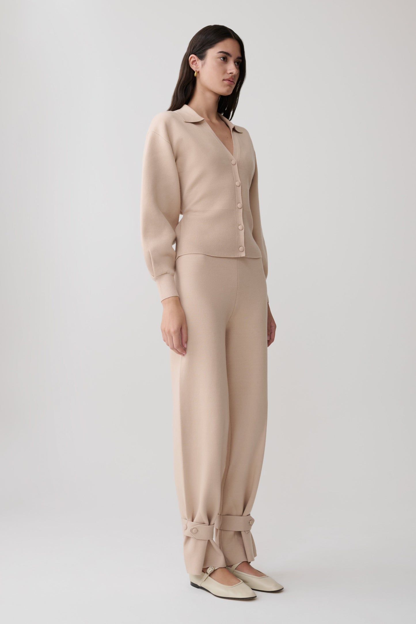Cardigan de Punto Manga Blouson Blaine - Avena Moteada