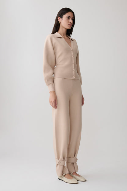 Cardigan de Punto Manga Blouson Blaine - Avena Moteada