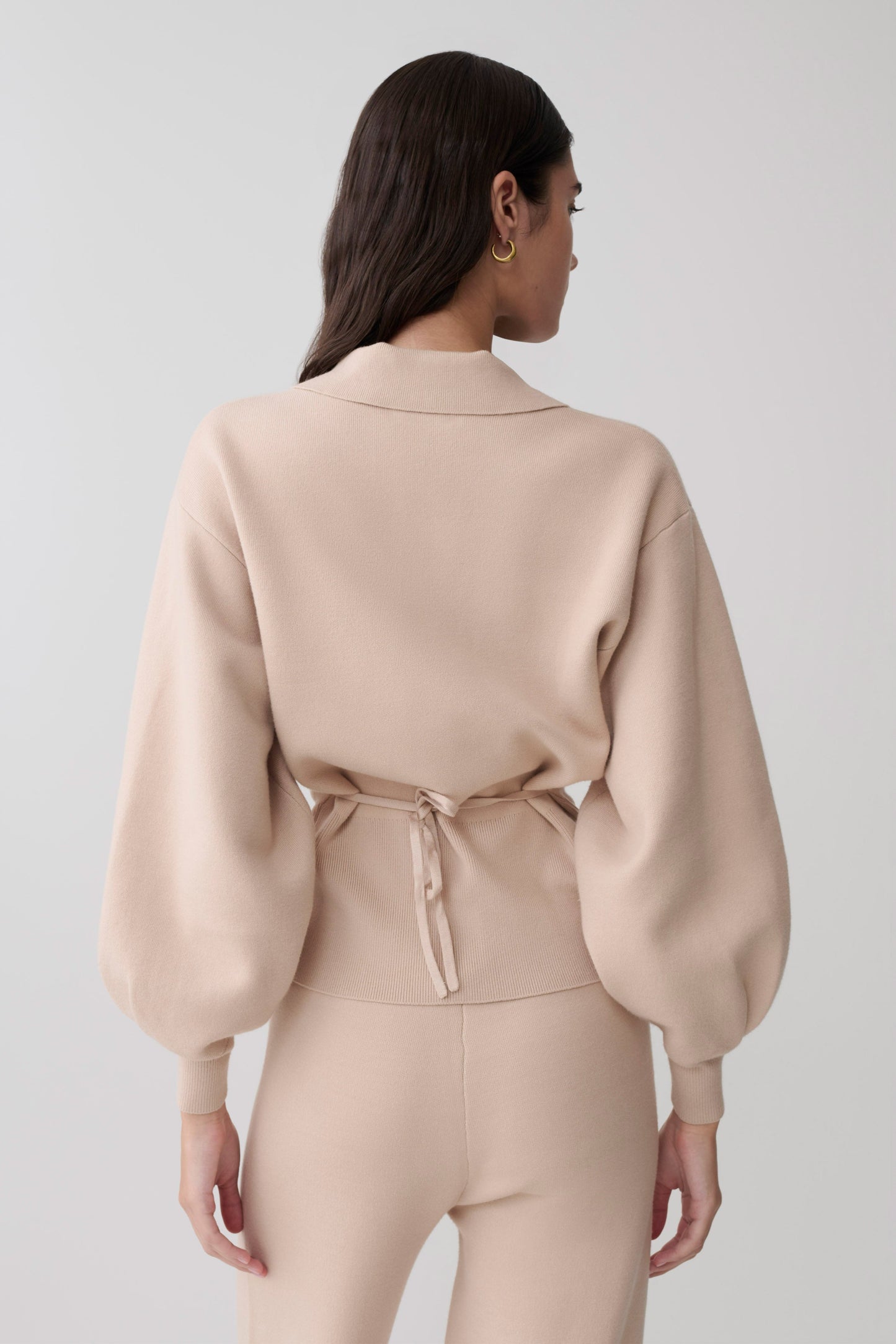 Cardigan de Punto Manga Blouson Blaine - Avena Moteada