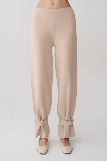 Pantalón de Punto Ancho con Puño Blaine - Avena Moteada