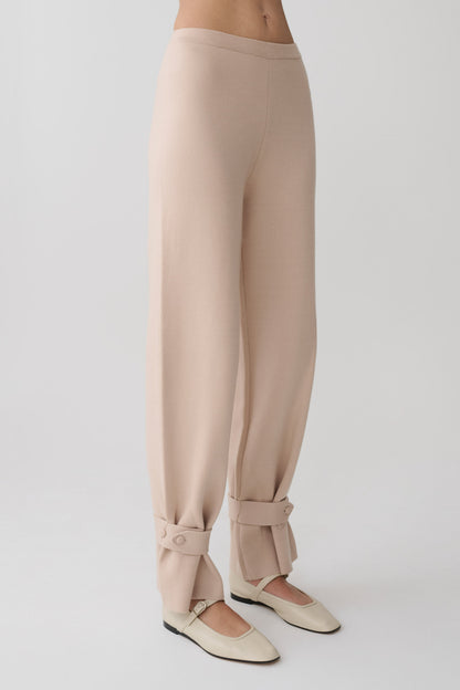 Pantalón de Punto Ancho con Puño Blaine - Avena Moteada