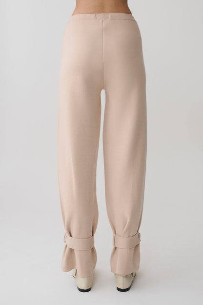 Pantalón de Punto Ancho con Puño Blaine - Avena Moteada