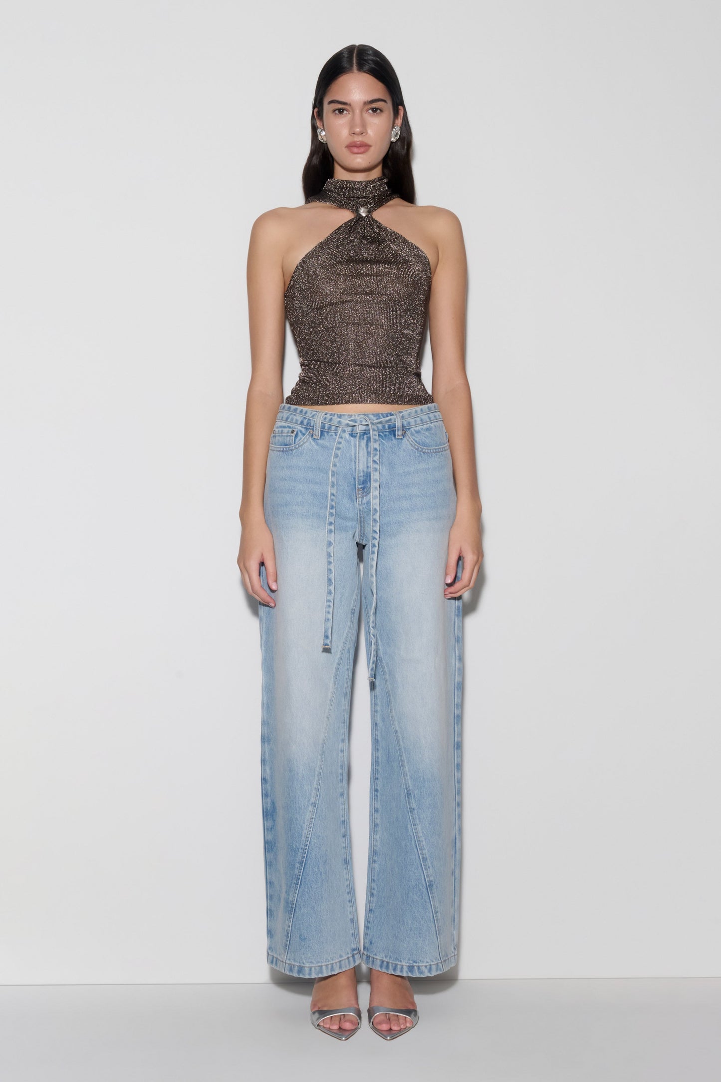Top Lurex con Herrajes Nikki - Gris Acero