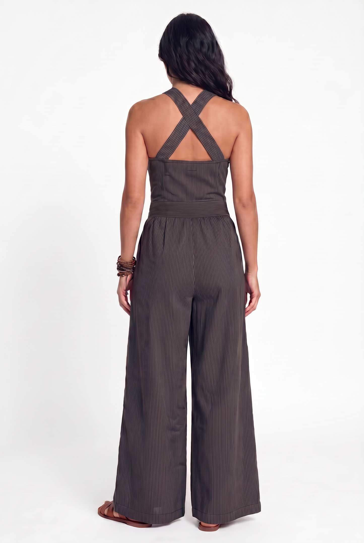 Bianca | Mono de lino y algodón con un elegante escote cruzado