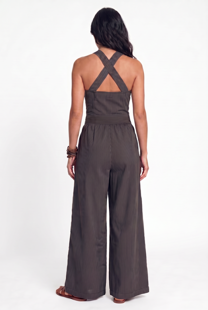 Bianca | Mono de lino y algodón con un elegante escote cruzado