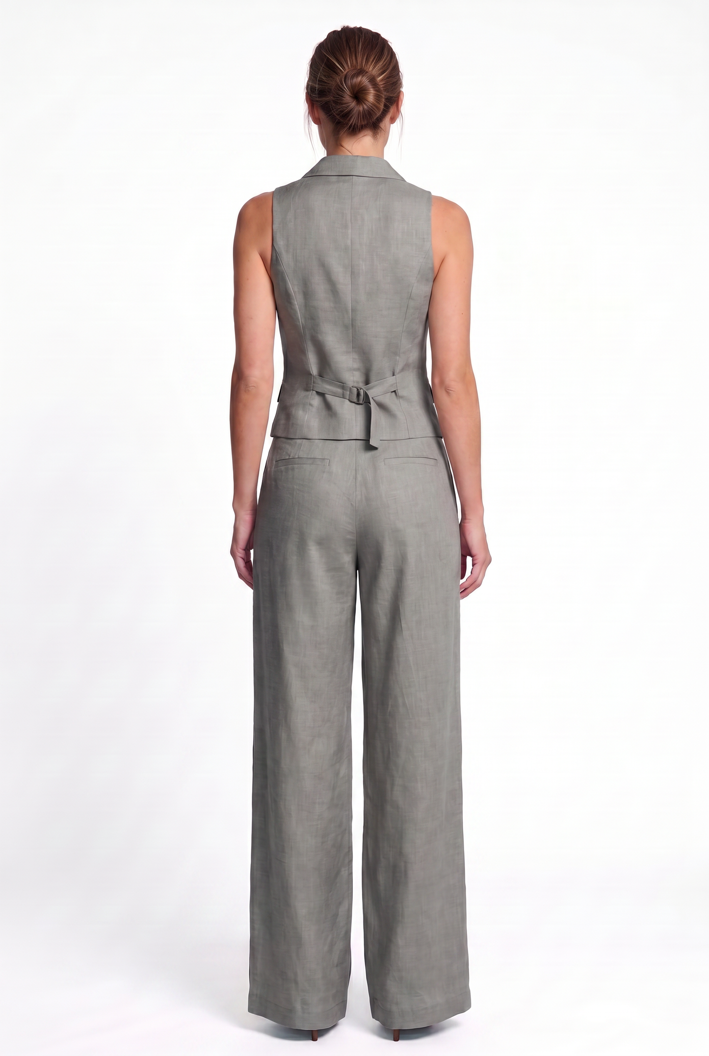 Conjunto de dos piezas para mujer con cuello en V y botones