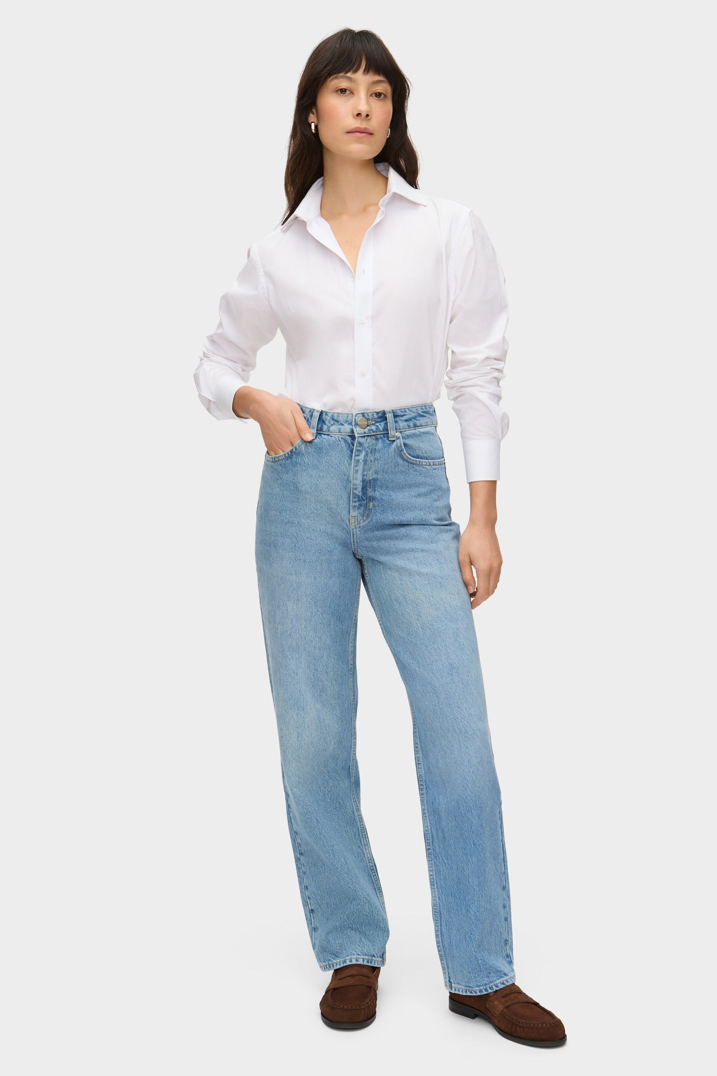 Jeans de Pierna Recta de Tiro Alto