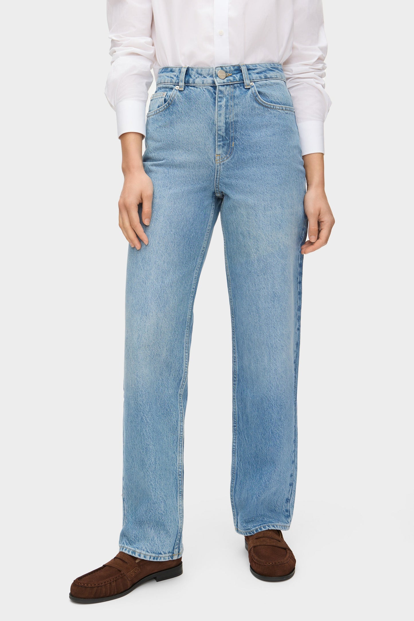 Jeans de Pierna Recta de Tiro Alto