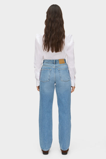 Jeans de Pierna Recta de Tiro Alto
