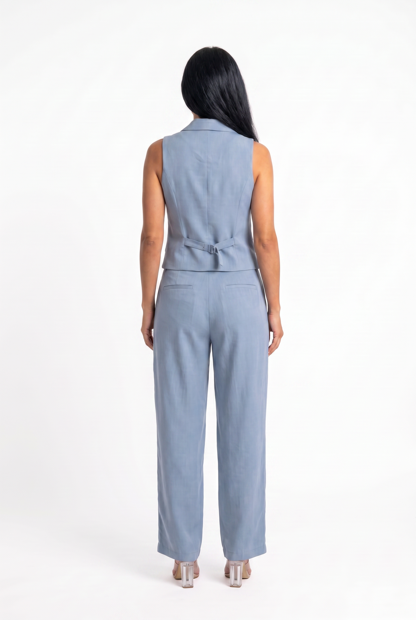 Conjunto de dos piezas para mujer con cuello en V y botones