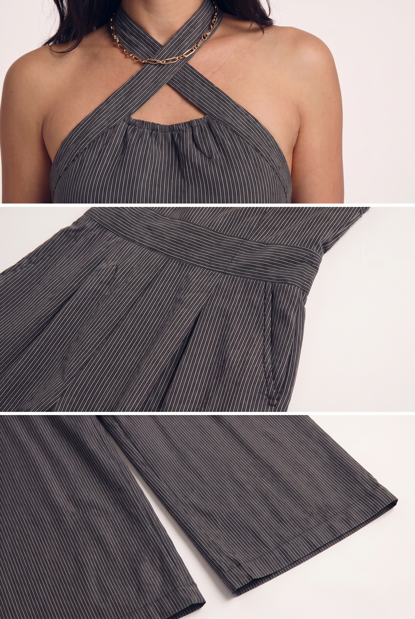 Bianca | Mono de lino y algodón con un elegante escote cruzado