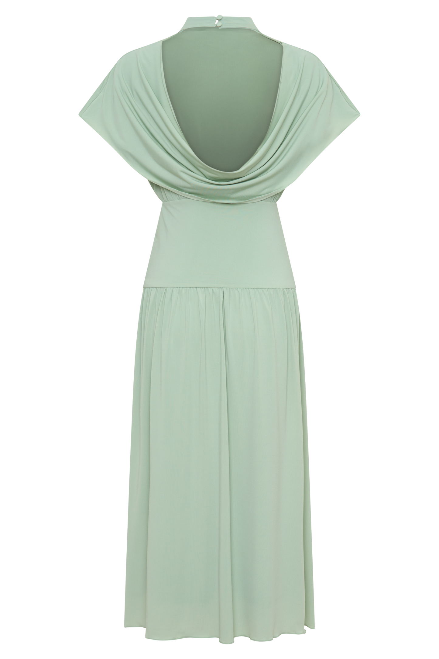 Vestido Midi Cuello Alto Cowl Ailla - Gris Aqua
