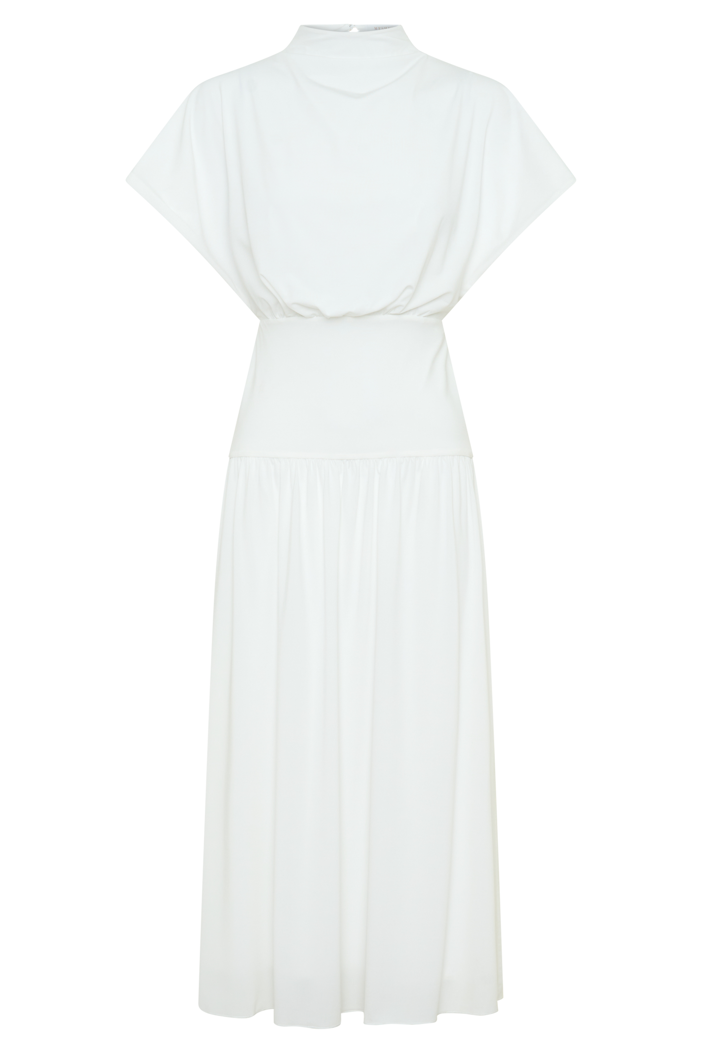 Vestido Midi Cuello Alto Cowl Ailla - Blanco