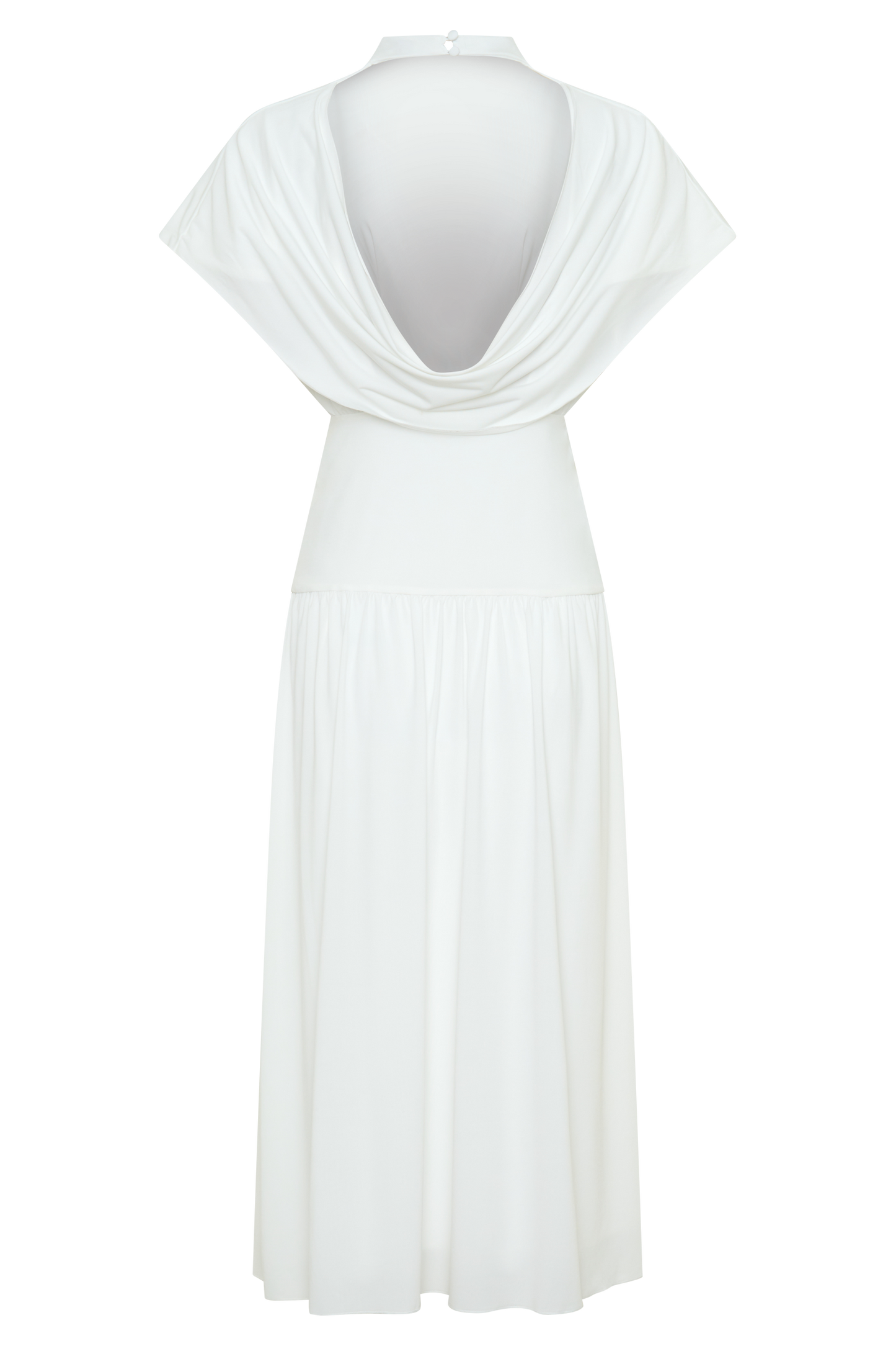Vestido Midi Cuello Alto Cowl Ailla - Blanco