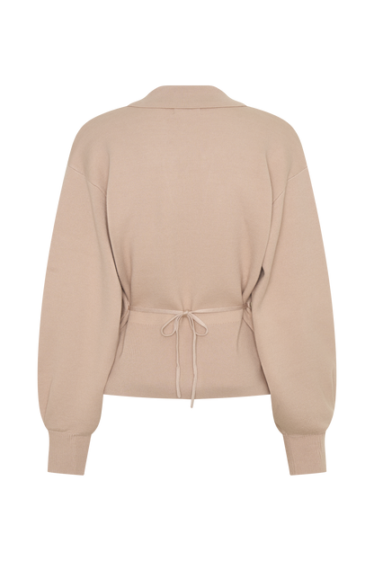 Cardigan de Punto Manga Blouson Blaine - Avena Moteada