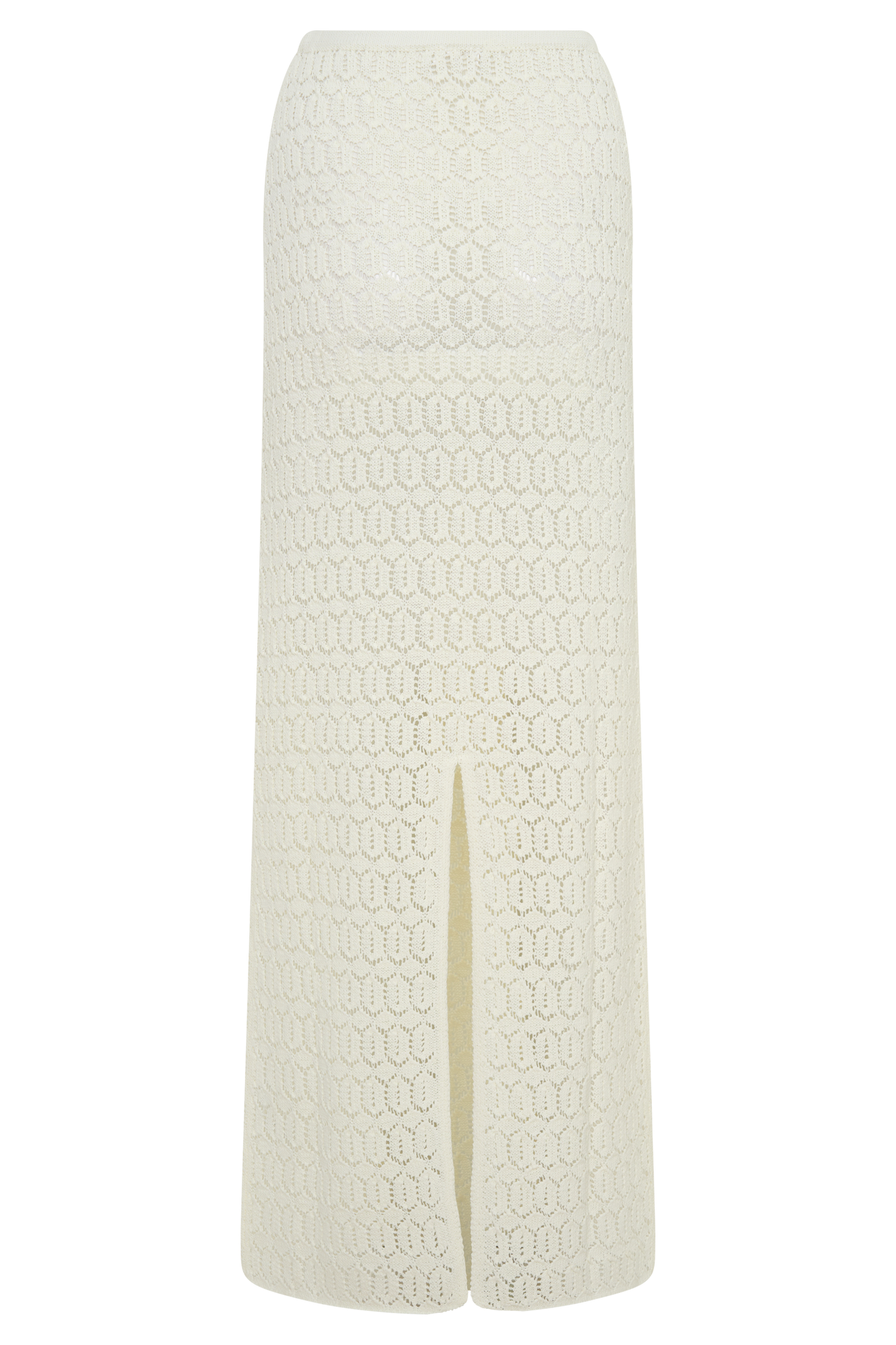 Falda Maxi de Crochet Tejida Courtney - Marfil