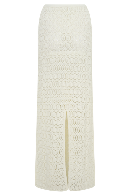 Falda Maxi de Crochet Tejida Courtney - Marfil